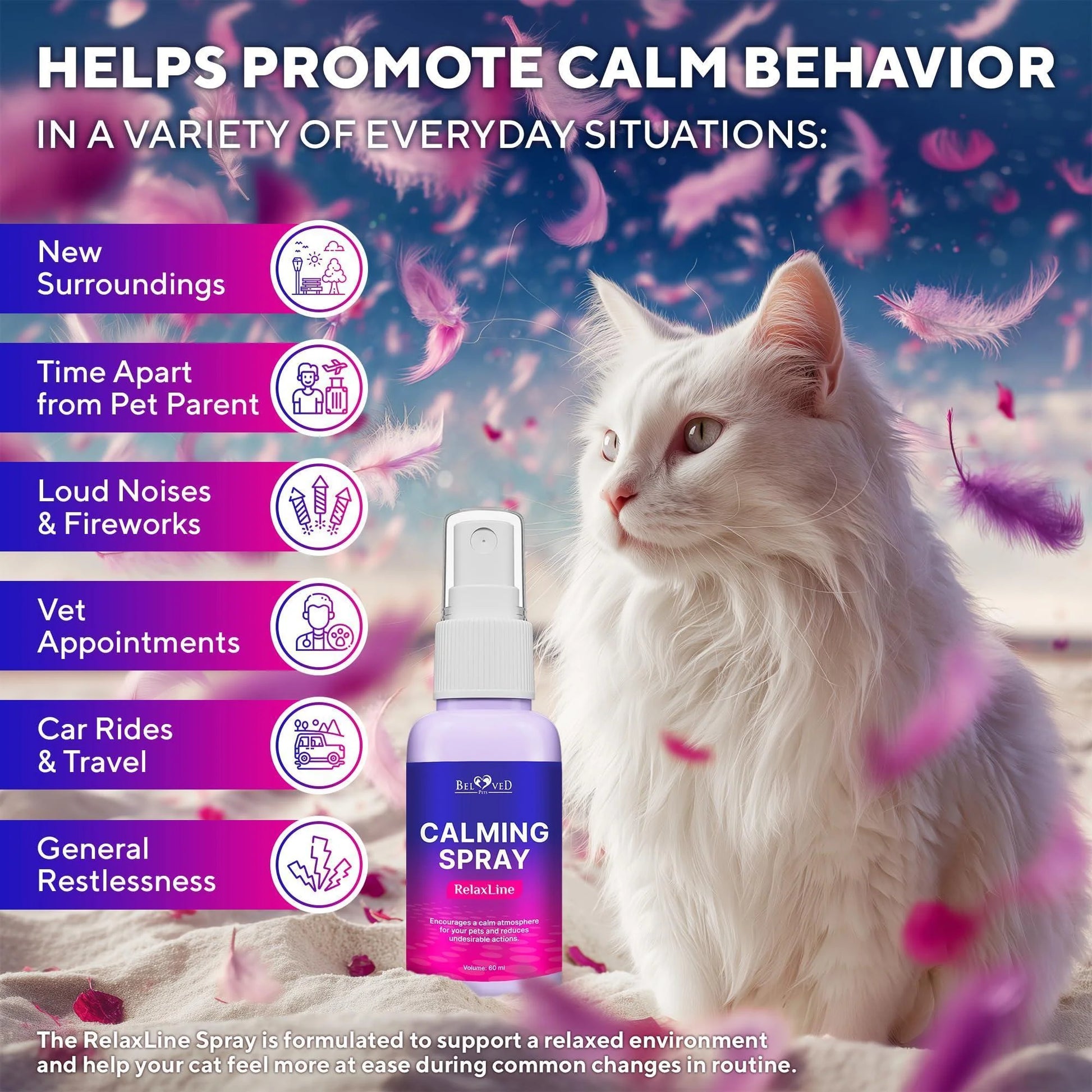 Calming Pheromone Spray Scratch Repellent for Cats 100 Ml 2 Pack Reduces Scratching Furniture Pee during Travel Fireworks Thunder Vet Zone Helps with Stress Fighting Hiding